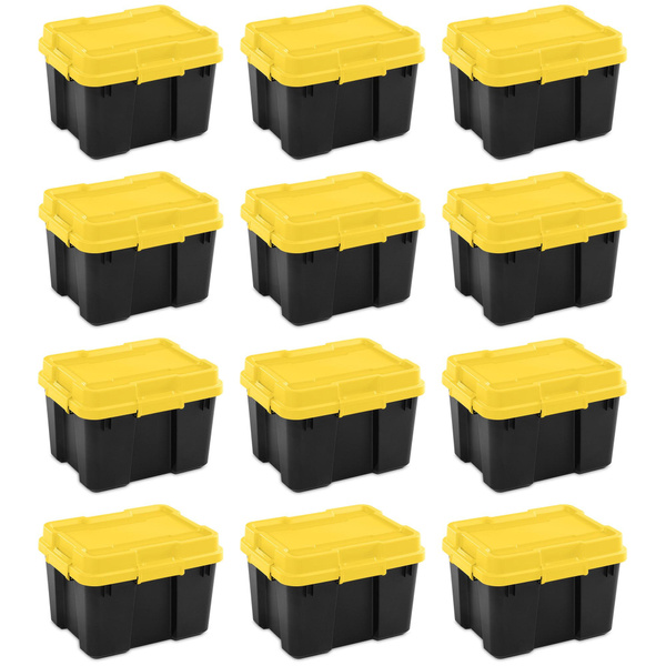 Sterilite 18319Y04 20 Gallon Plastic Storage Container Box with Lid (12  Pack)