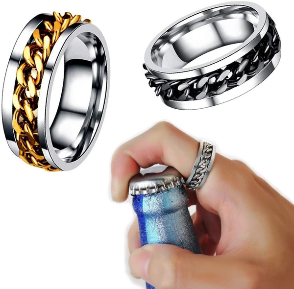 OSFA *NEW* Stainless Steel Handy Ring Great Gift BEER BOTTLE OPENER RING 