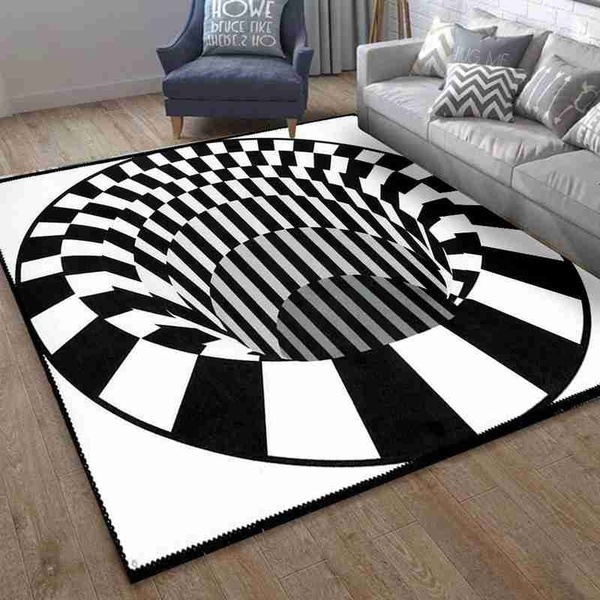 3D Swirl Print Optical Illusion Area Rug Carpet Non-slip Floor Pad Doormat Mats