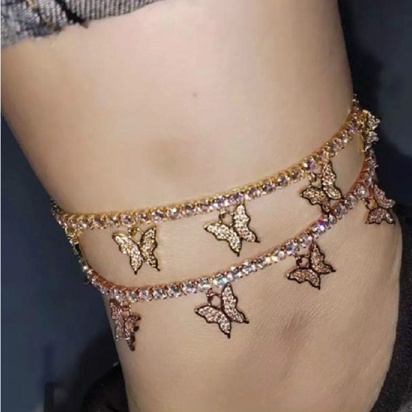 butterfly diamond anklet