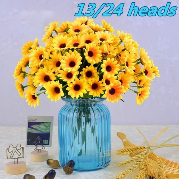 13/24 Heads Fake Sunflower Artificial Silk Flower Bouquet Home  Wedding @sh 