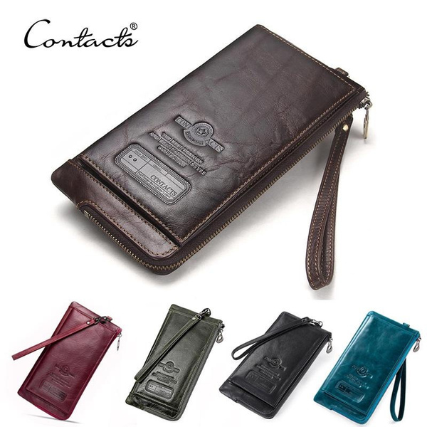 Clutch Wristlet Handbag Genuine Leather with Shoulder Bag RFID