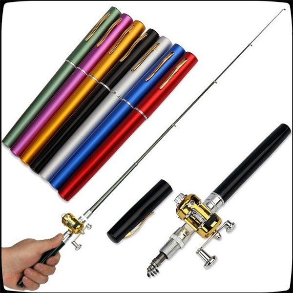 7 Color Fishing Type Fishing Rod Reel Combo Set Mini Pocket Collapsible  Fishing Kit Telescopic Pen Rod Fishing Rod Kit
