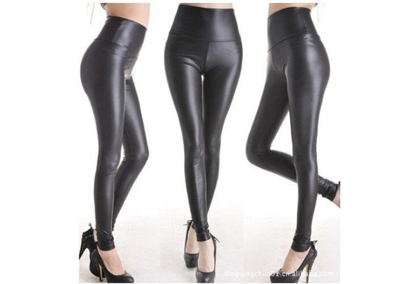 Legging Women Hot Sexy Black Wet Look Faux Leather Leggings Slim Shiny Pants  Plus size S M L XL XXL