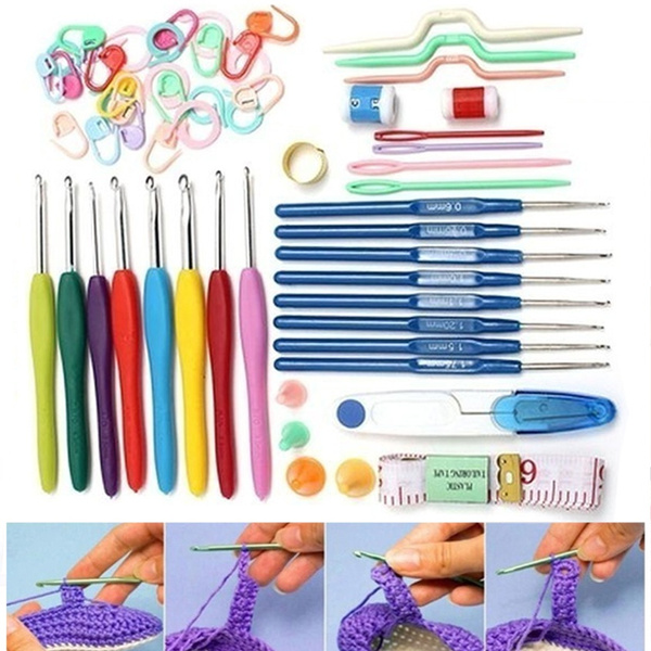 52 Pcs 16 Size Multicolor Crochet Set Kit Knitting Crochet Hooks Needle  Yarn Tool With Box