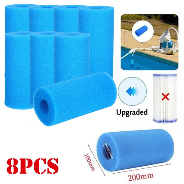 Zerototens Swimming Pool Filter-200X100mm Blue Washable PU Sponge Foam Cartridge Suitable Regular Replacement Reusable Foam Filter Cartridges