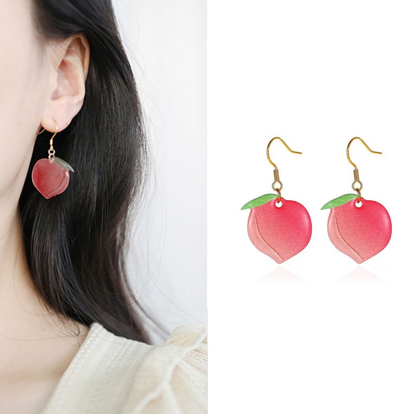 Peach Earrings Fruit Earrings Peach Dangle Earrings Peach 