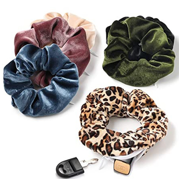 3/6 Pack Velvet Hair Tie Scrunchies Women Elastic Rubber Bands with Pocket Gift For Friends |