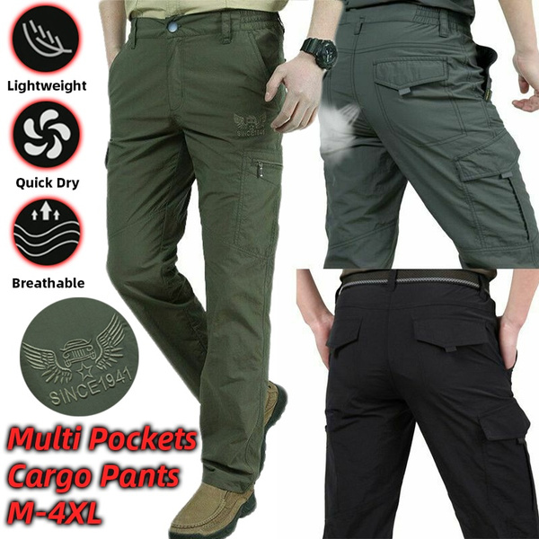 Amazon.com: Men's Cargo Work Hiking Pants Lightweight Water Resistant Quick  Dry Fishing Travel Camping Outdoor Breathable Multi Pockets Army Green S :  Clothing, Shoes & Jewelry