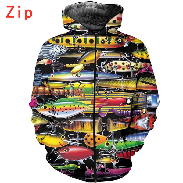 3D All Over Printed Fishing Lure Zipper Hoodie Unisex Harajuku Casual Jacket  Tops