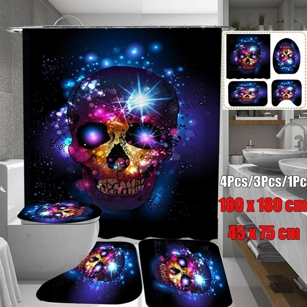 Skull Bathroom Shower Curtain, Skull Shower Curtain And Accessories