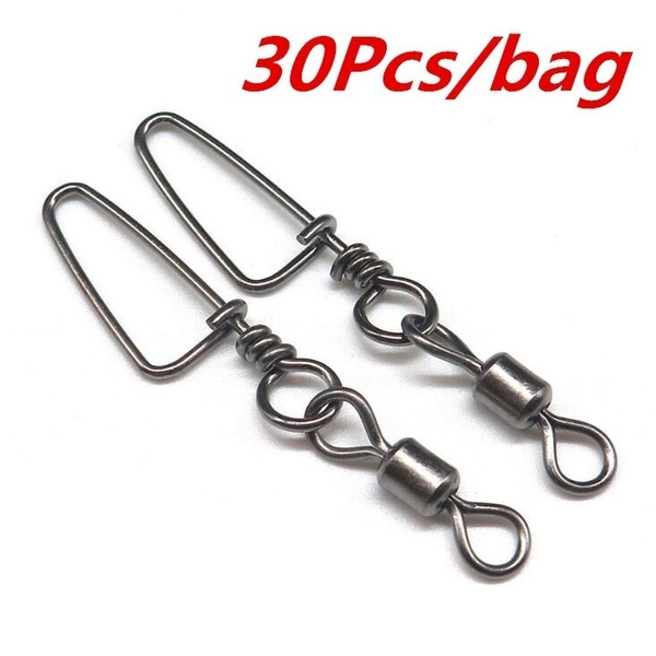 30pcs/Bag Rolling Swivel with Coastlock Snap Fishing Tackle Fishhooks  Fishing Accessories Fishing Swivels with Snap