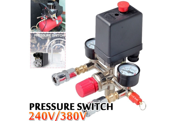 Air Compressor Valve Manifold Gauges Regulator Pressure Control Switch 90-120PSI 