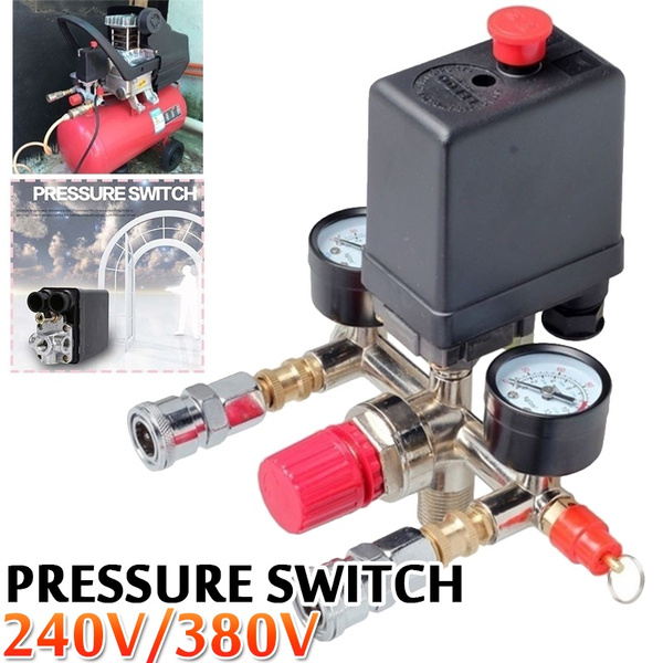 Air Compressor Pressure Control Switch Valve Regulator 90-120 PSI with Double Gauges Aohi WXQ-XQ Pressure Control Switch Air Compressor Pressure Control Switch Valve Regulator 90-120 PSI with Double Gauges Aohi WXQ-XQ Pressure Control Switch