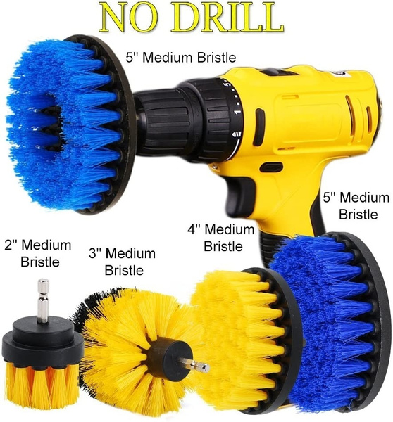 2" Power Scrubber Cleaning Drill Brush Tiles Grout Medium Brush Yellow