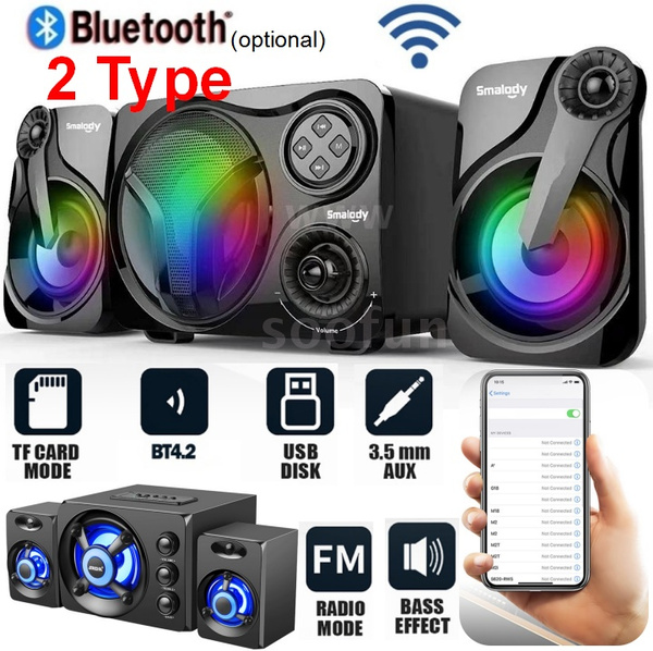 Bluetooth Speakers USB Powered 3.5mm Wired Speaker 20W Super Bass Soundbox Colorful LED Lights