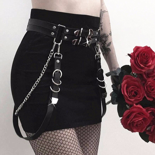 Boho Punk Belt Hip Hop Black Faux Leather O Ring Chain Wrap Belt Gothic Waist Strap Fts1ne593 Wish