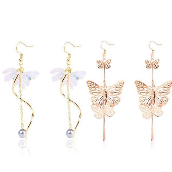Butterfly Dangle Tassel Earrings