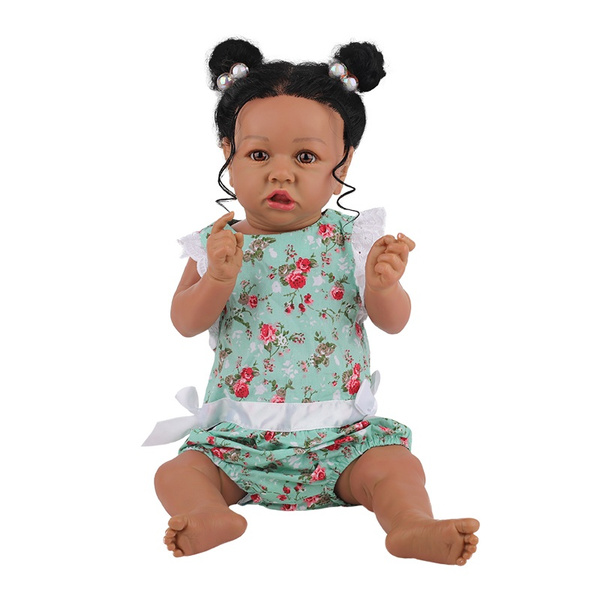 58cm African American Baby Doll Black Girl Full Silicone Soft Cotton Body Reborn Baby Alive Dolls Wish