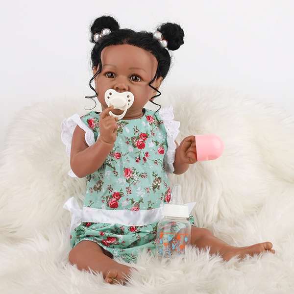 58cm African American Baby Doll Black Girl Full Silicone Soft Cotton Body Reborn Baby Alive Dolls Wish