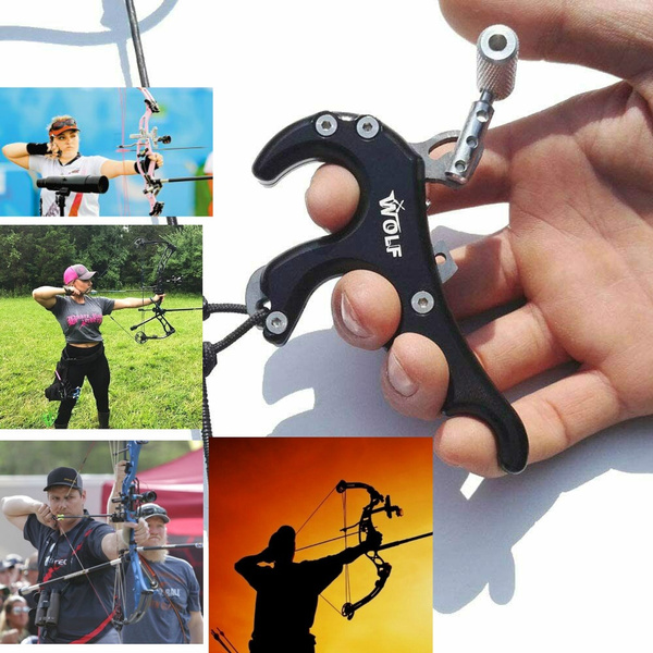 Wolf Archery Release Aids 4 Finger Thumb Trigger Hand Grip Caliper