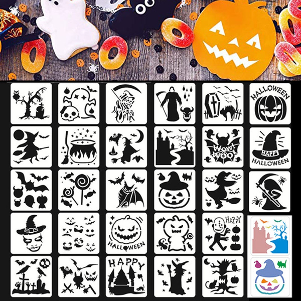28pcs/pack Halloween Painting Templates Face Painting Stencils for Kids ...