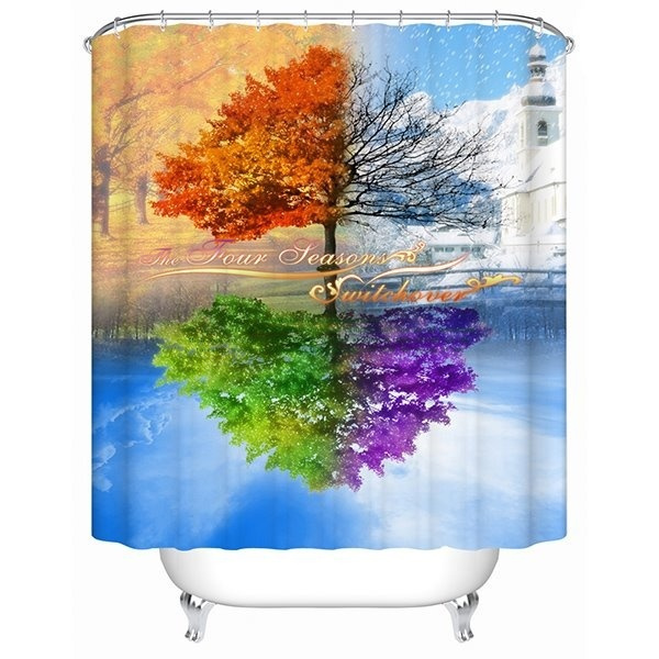 Artistic Design Unique Four Color Tree 3D Shower Curtain Wish
