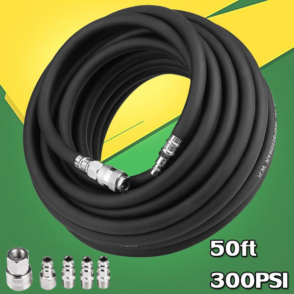 Air Compressor Rubber Hose 50ft 1/4" MNPT Pneumatic Pipe Fittings 300PSI 