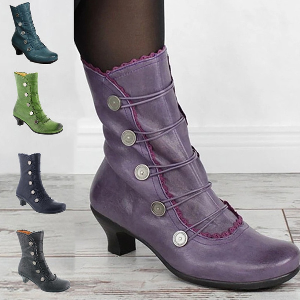 kitten heel calf boots