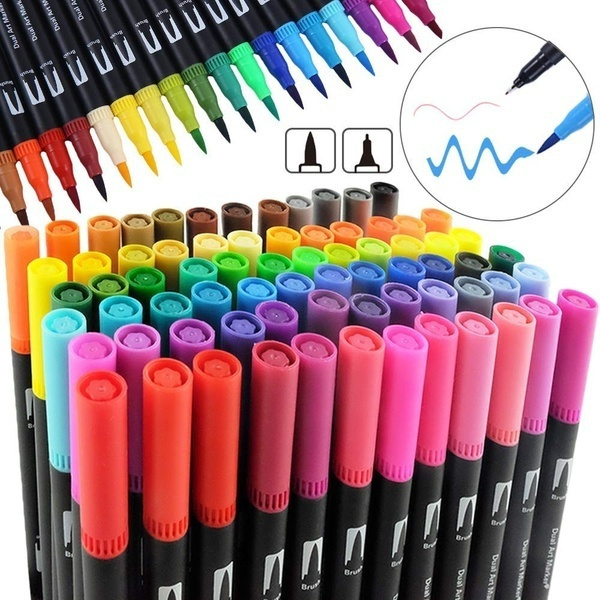 DEETECK Watercolor Brush Pens 60 Colors Dual Tips Watercolor Markers Water  Color Pens and Water Based Marker Calligraphy Drawing School Gift 