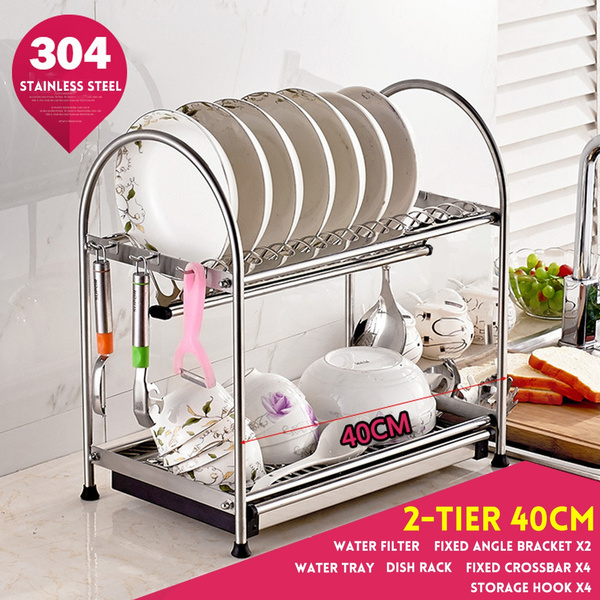 Over Sink Dish Drying Rack, Large 3 Tier 304 Stainless Steel Dish