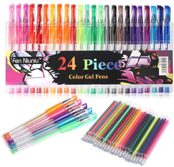 Cocoboo 48 Glitter Gel Pens Set 24 Refills for Adults Coloring Books Doodling Drawing Art Markers 24 Colored Gel Pens No Duplicates