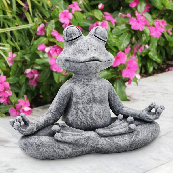 Goodeco Garden Frog Statue Outdoor Yoga Zen Figurine Resin Tating Sculpture Decor Jardin Statues Decoration Indoor Room Decorative Ornaments For Home Patio Deck Porch Frog Decorative Ornaments Sculpture, Yoga Garden Statues