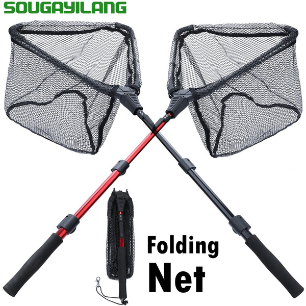 Sougayilang Folding Fishing Brail Net Telescopic Fishing Landing Net Scoop  Net