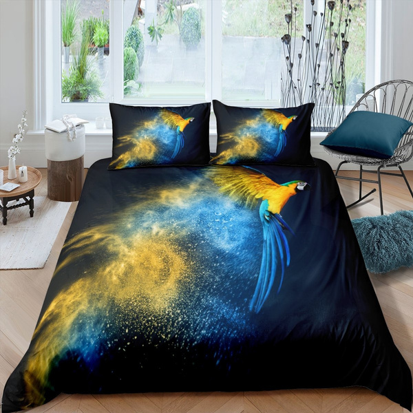 Colorful Bird Animal Comforter Cover, Batik Print Duvet Cover