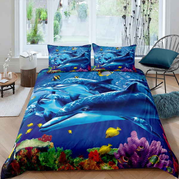Sea Animal Ocean Quilt Cover, Ocean Bedding Queen