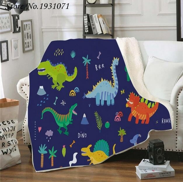 Cartoon Dinosaur 3D Printed Fleece Blanket for Beds Thick Quilt Fashion ...