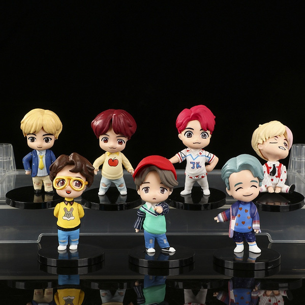 7pcs K-Pop BTS Bangtan Boys Cartoon Home Decorations Standing Model PVC  Dolls Korea Star Jungkook V Jimin Suga Fans Toys Collection Gifts | Wish