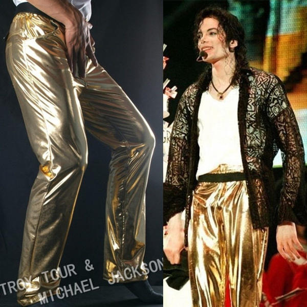 Classic MJ Michael Jackson History BAD Classic Golden Pants Trousers  Performance Gift