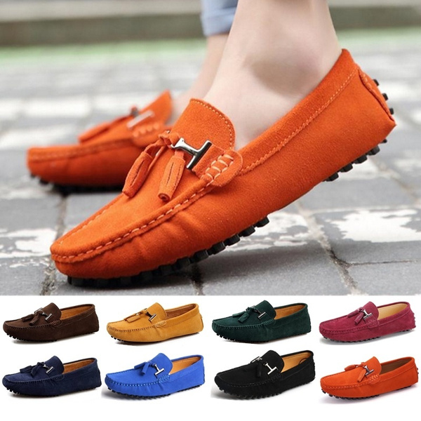 New Men's Casual Lazy Leather Driving Shoes Loafers Peas Slip on Flat Moccasins