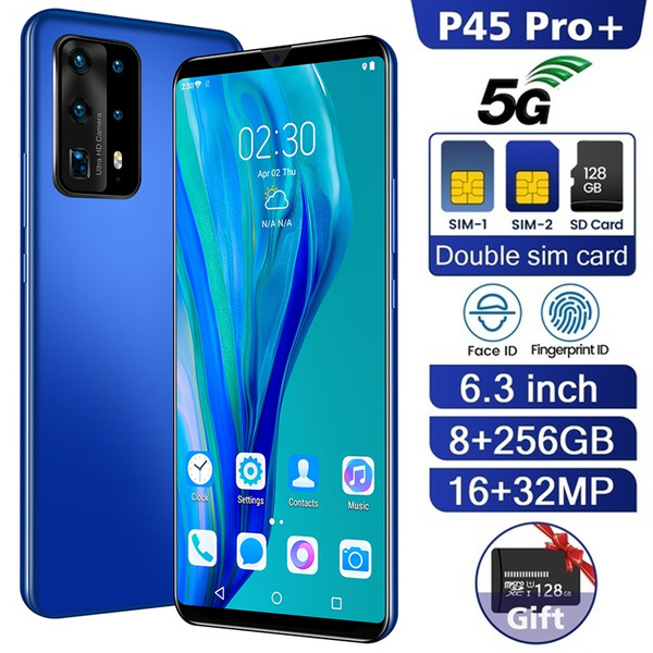 2020 NEW 6.3 Inch 4G/5G Smartphone P45 Pro Recognition Smartphone with