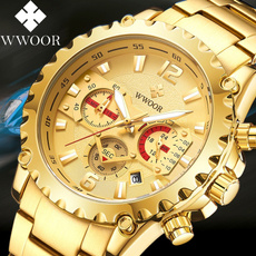 Chronograph, golden, Fashion, Waterproof Watch