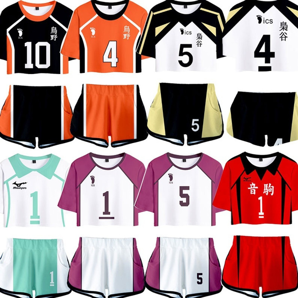 Haikyuu Cosplay 3d Printed Ladies Short Sleeved T Shirt Set Wish