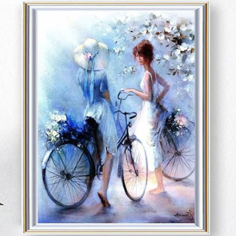 diamond embroidery 5d diy diamond painting Bicycle Girls cross stitch ...