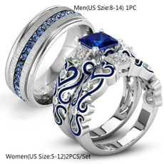 Couple Rings, Steel, Engagement Wedding Ring Set, Joyería de pavo reales