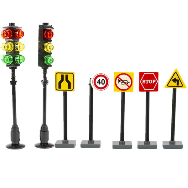 7PC KIDS Traffic lights car WITH ROAD SIGN ACCESSORIES VEHICLE PRETEND PLAY 
