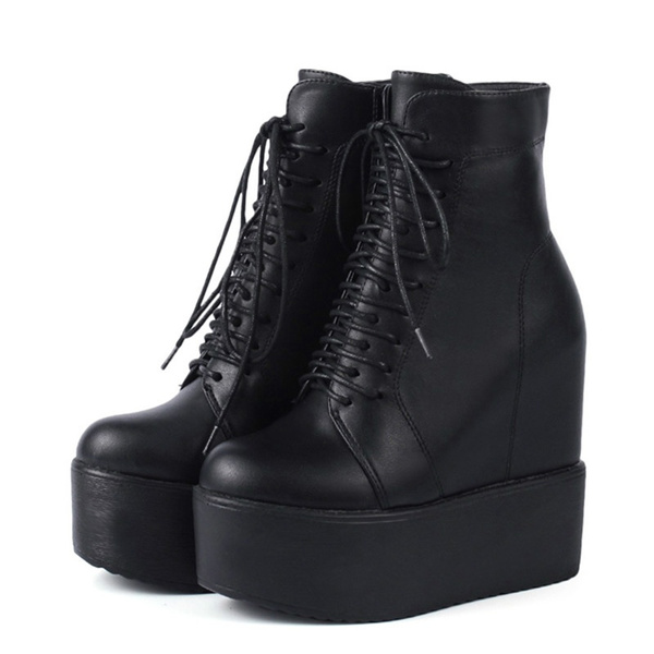 Rubber sole sales platform boots