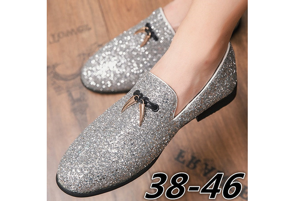 Mens silver hot sale prom shoes