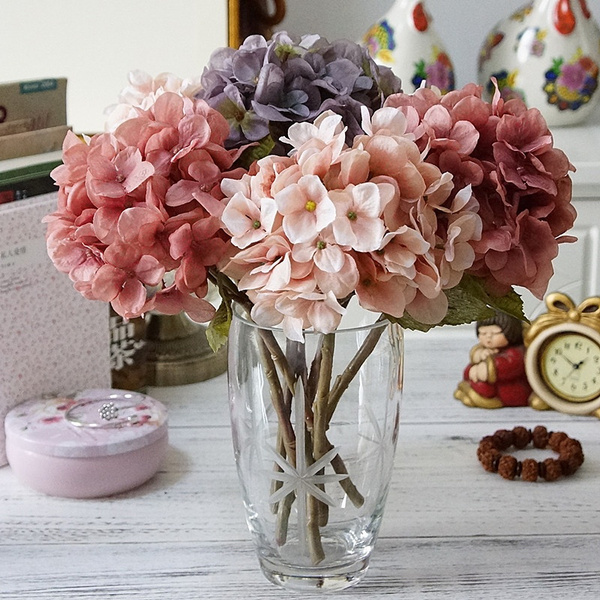 BARMI Artificial Flowers,Artificial Hydrangea Silk Flower DIY Wedding Party Desktop Home Decoration Gift,Make Your Life be Full of Beautiful Vitality Good Memories Light Pink