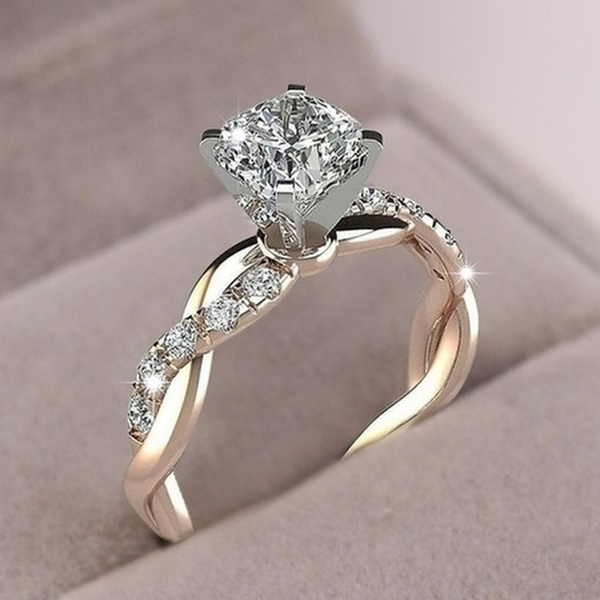 Silver twist online engagement ring